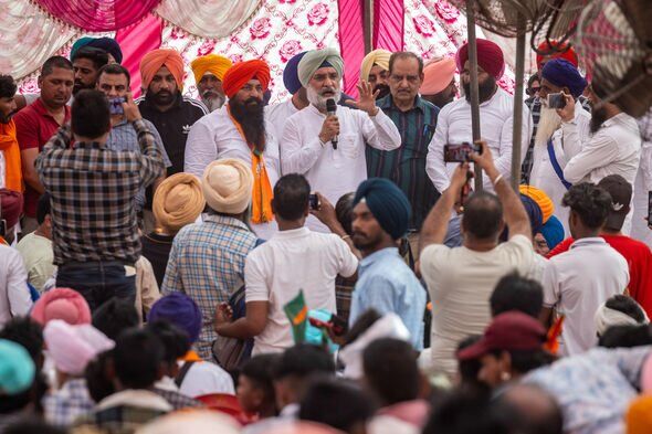 A village rally with local farmers in rural Punjab