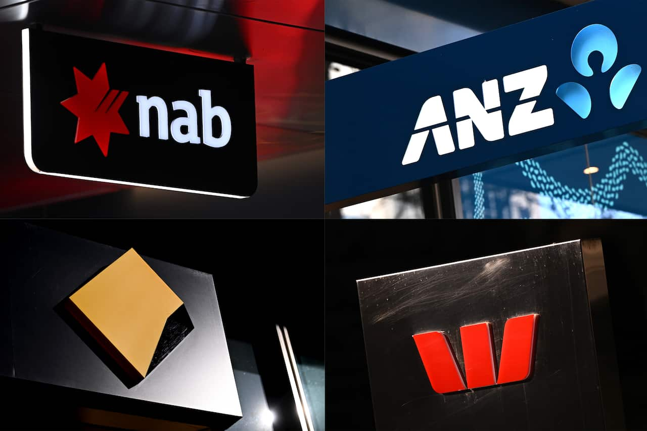 The signs for NAB, ANZ, Commonwealth Bank and Westpac.