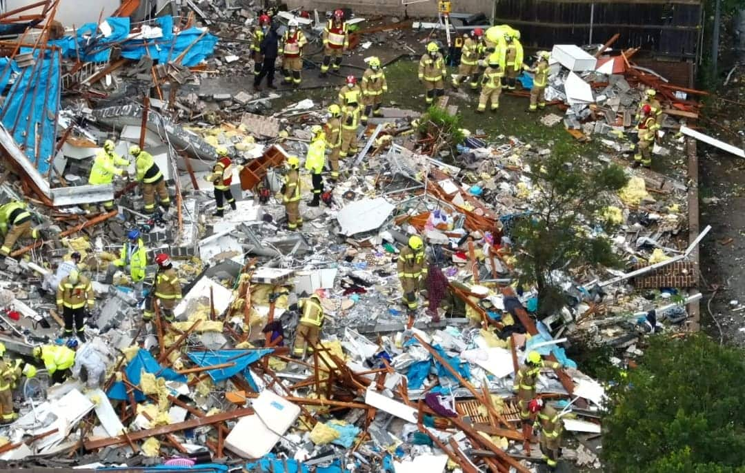 Debris after an explosion