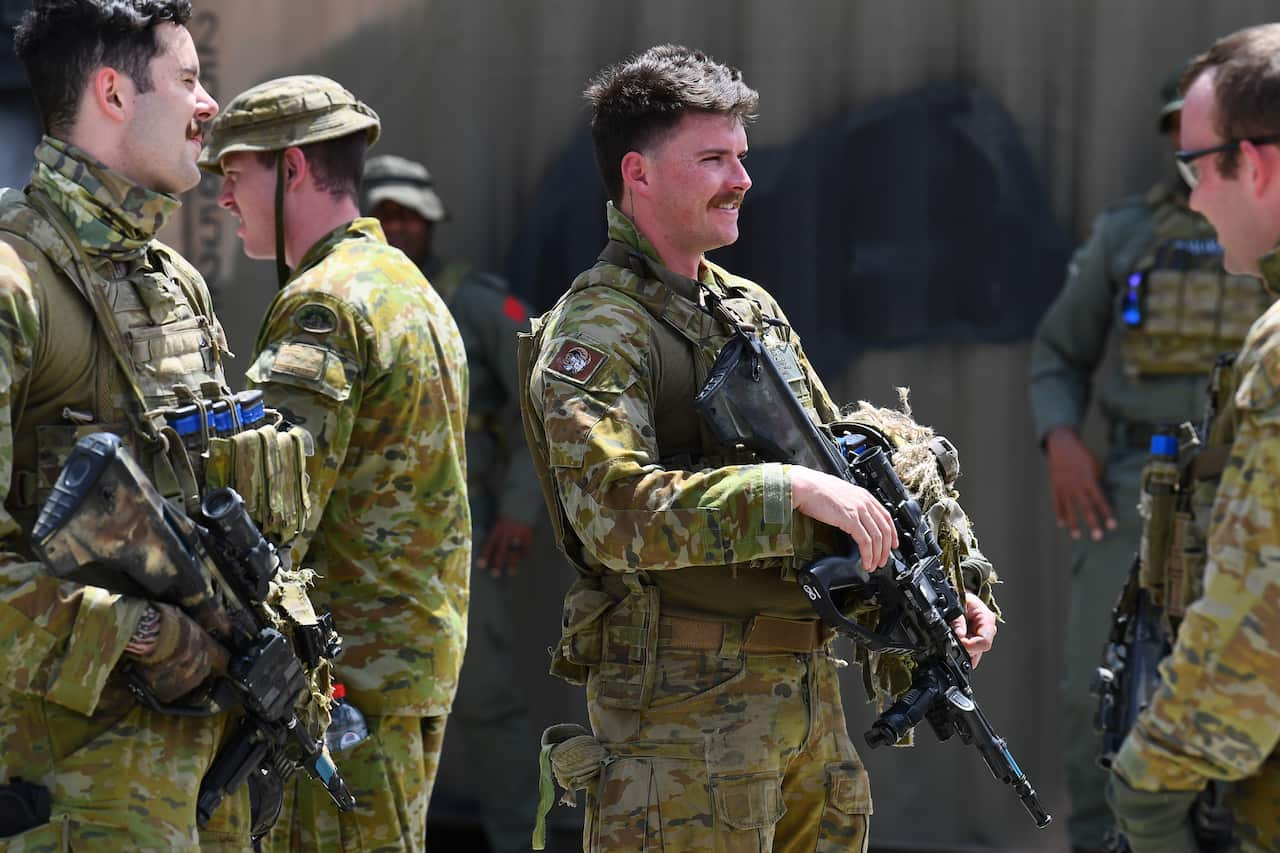 Army troops at Gallipoli Barracks in Brisbane.