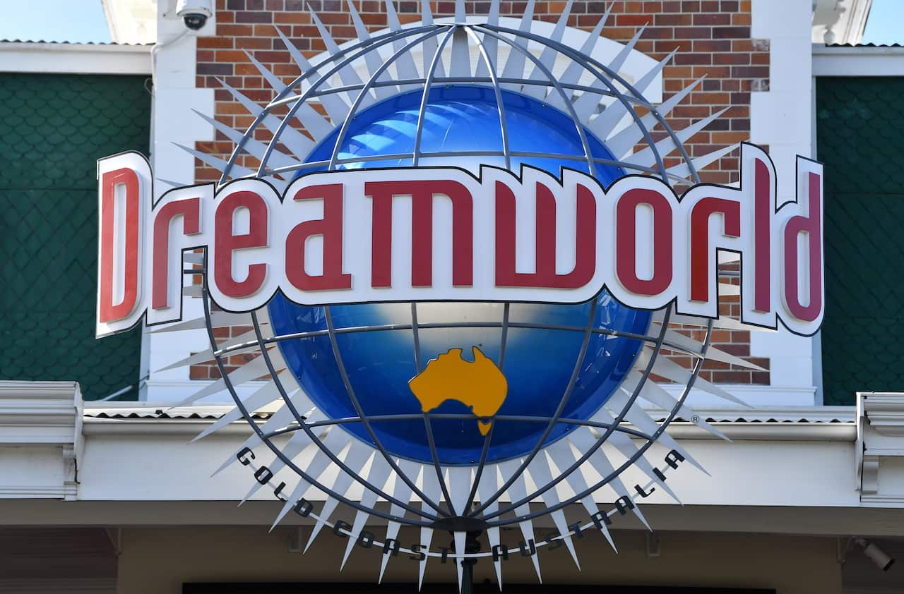 A building with a giant Dreamworld sign on the front.