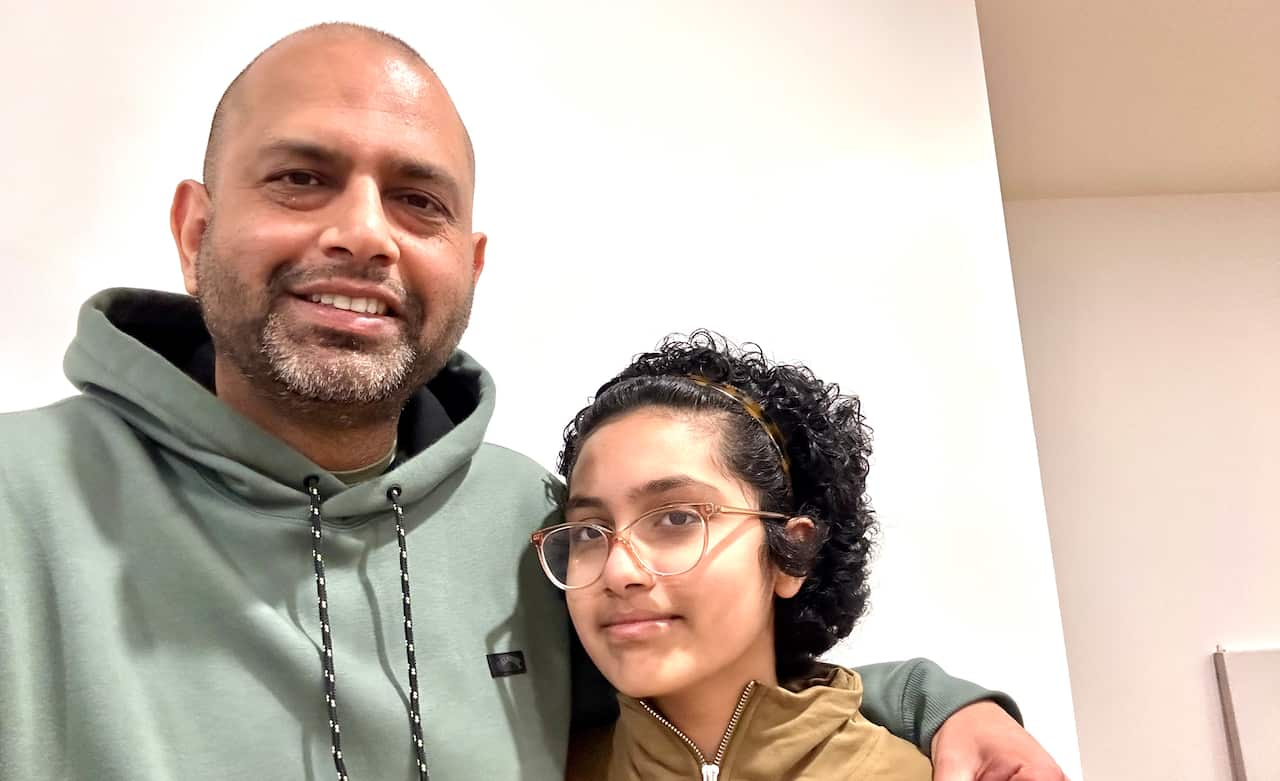 Gaurav Mahajan and his daughter, Riya, 14 who had a bone marrow transplant in 2023.  