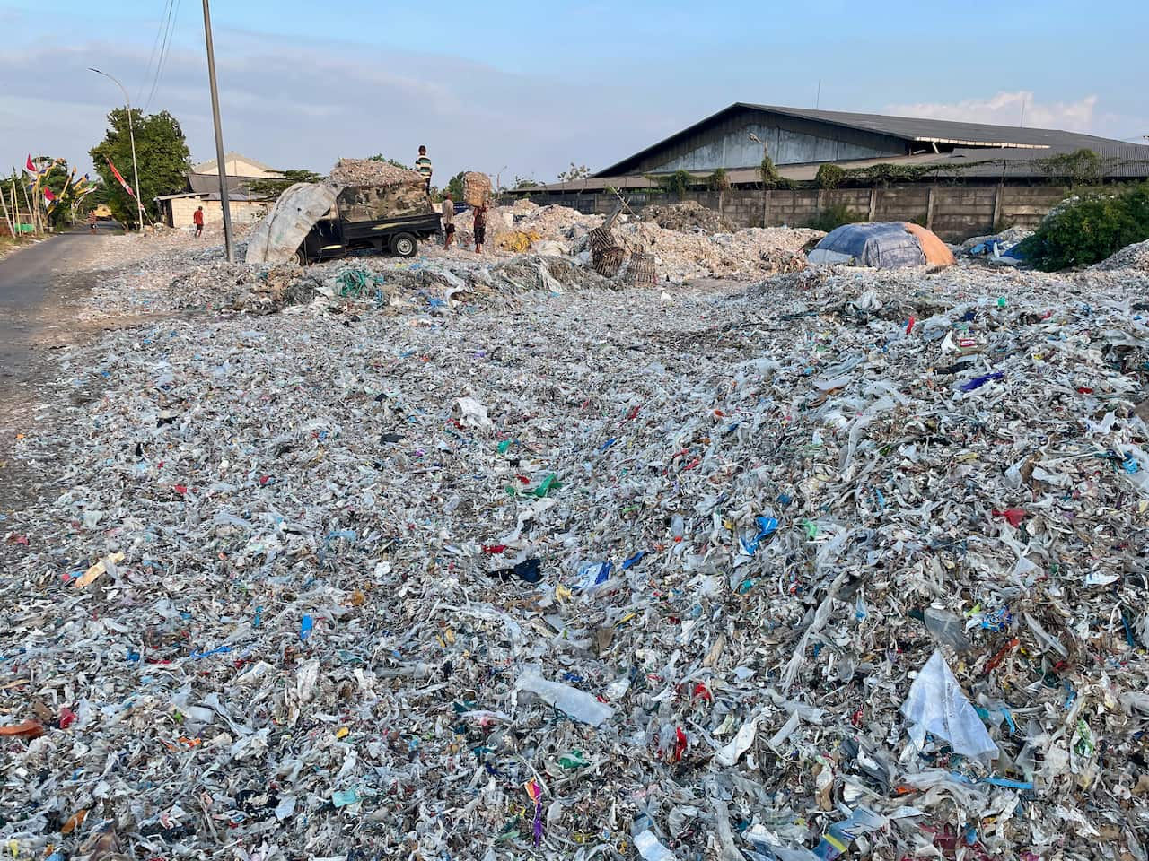 Piles of plastic waste in Indonesia