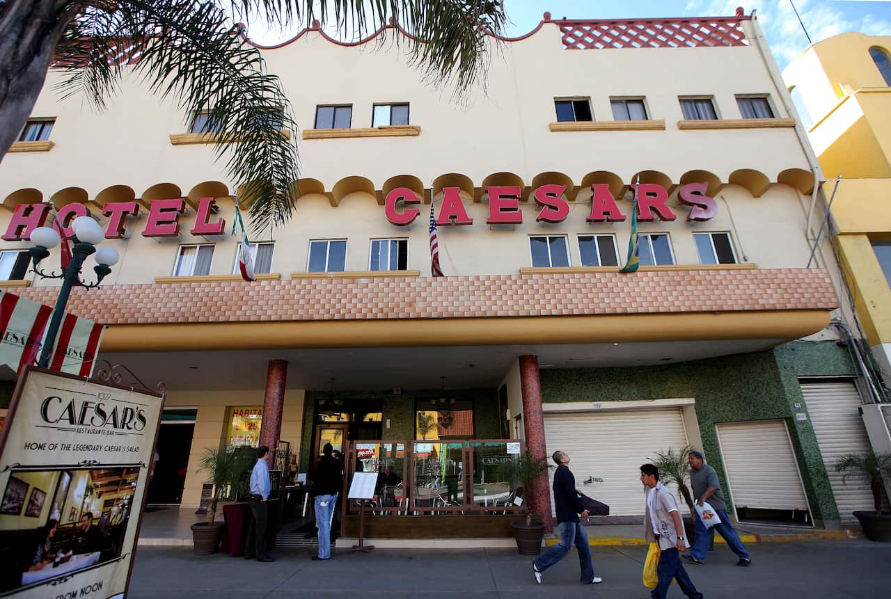 The front exterior of Caesar's Place restaurant in Tijuana. 