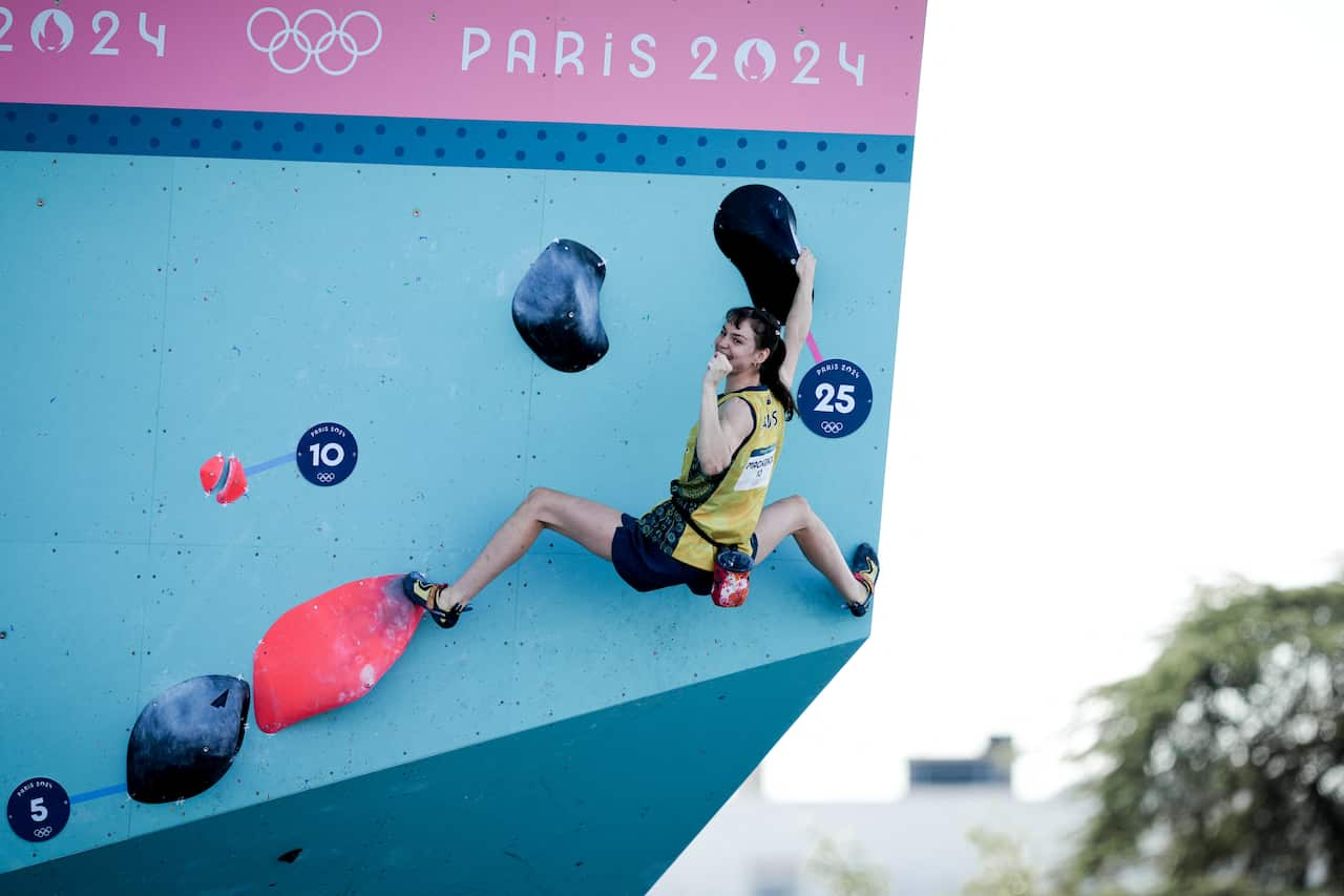 Oceania McKenzie of Australia competes in the women's boulder