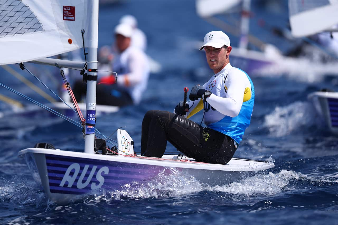 A man on a sailing boat 