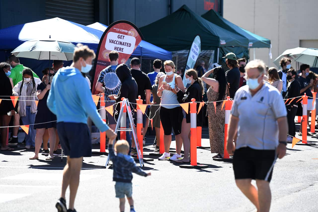 A pop-up COVID-19 vaccination clinics at a Bunnings store.