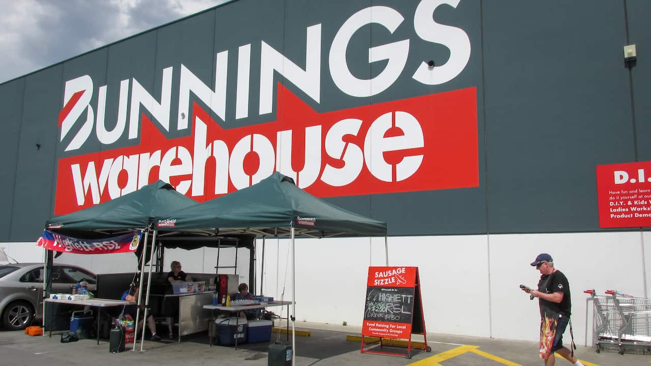 Bunnings Charity BBQ tent outside of a Bunnings store.