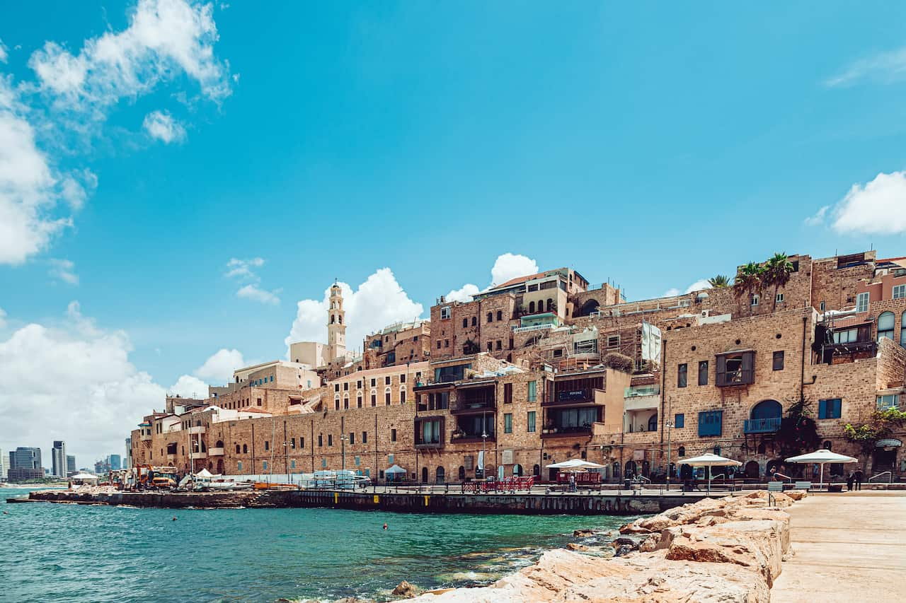 Ancient buildings by the ocean