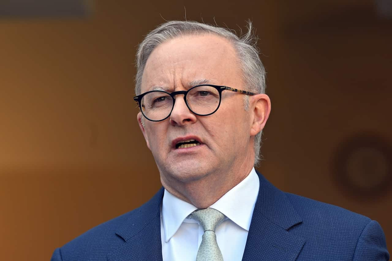 Anthony Albanese wearing a blue suit. 