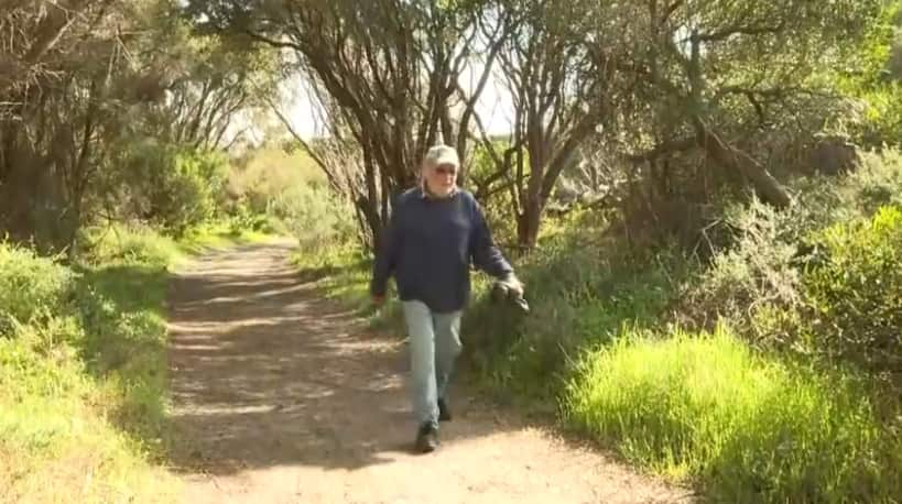 A man walking through a field